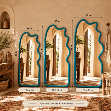 Zafira Wavy Full Length Floor Mirror – Decorative Moroccan Standing Mirror