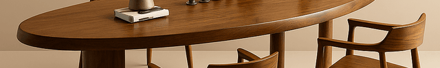 Amberhaven Wooden Dining Table Mid Century Modern Scandinavian Japandi Design Solid Wood Finish Pedestal Base Dining Table for Dining Room