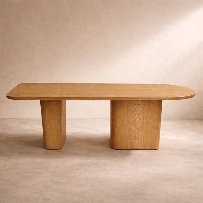 Elvon Dining Table Soft Edge Slab Design Mid Century Modern Scandinavian Inspired Solid Wood Dining Table for Dining Room