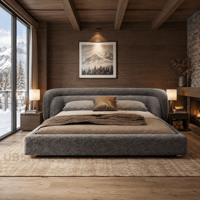 Silent Horizon Curved Platform Bed – Minimalist Luxury Bed
