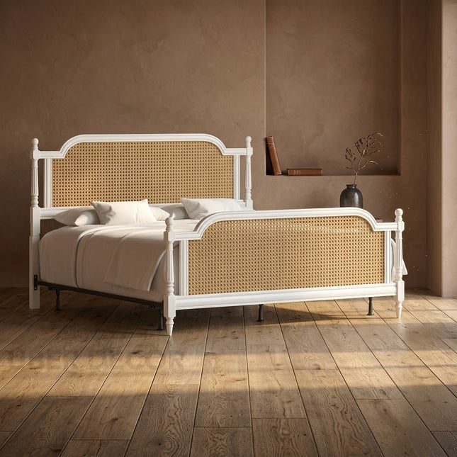 MapleGrace Colonial French Cane Panel Customisable Bed for Elegant Master Suites