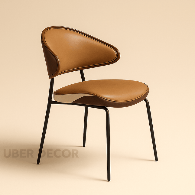 ARCADIA – Mid-Century Modern Dining Chair with Sculpted Walnut-Style Backrest for Kitchen, Living Room & Lounge Use