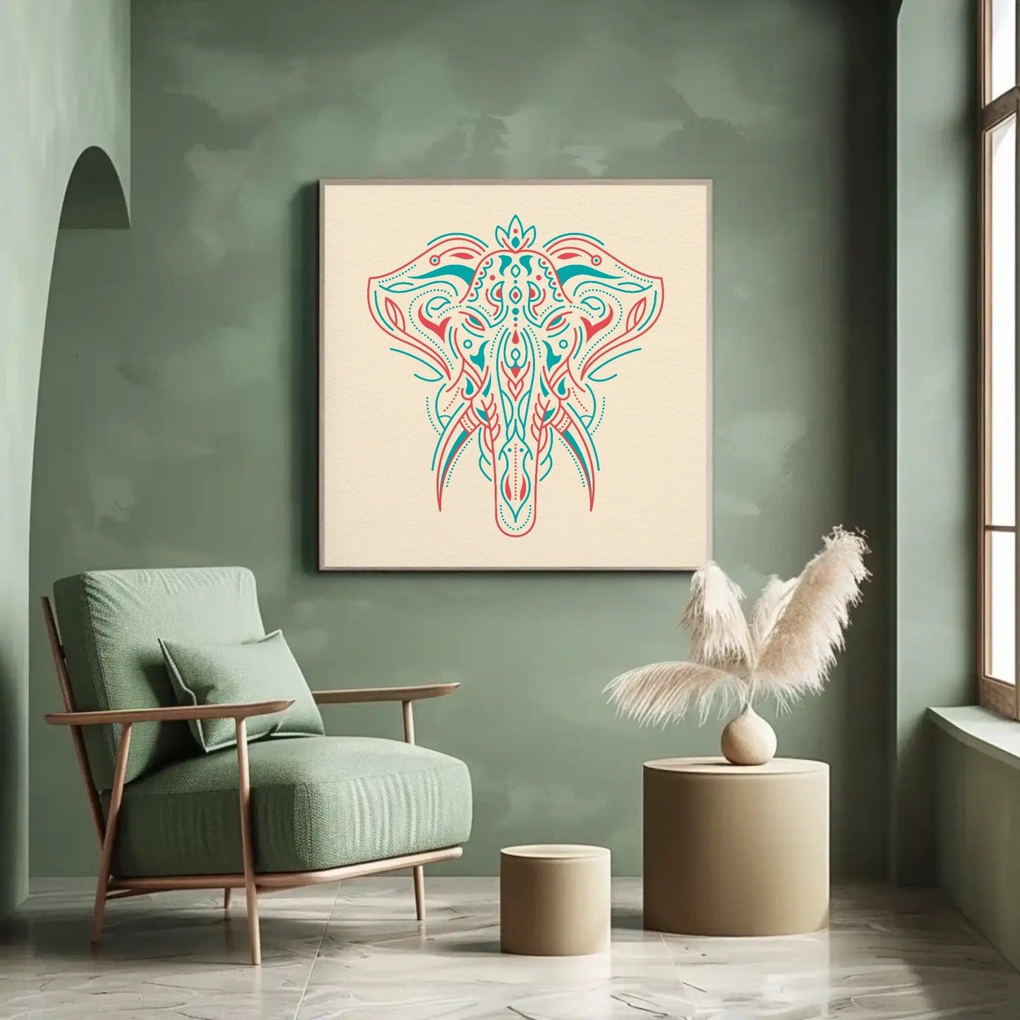 Elephant Line Art Mural Wall Art - Uber Decor