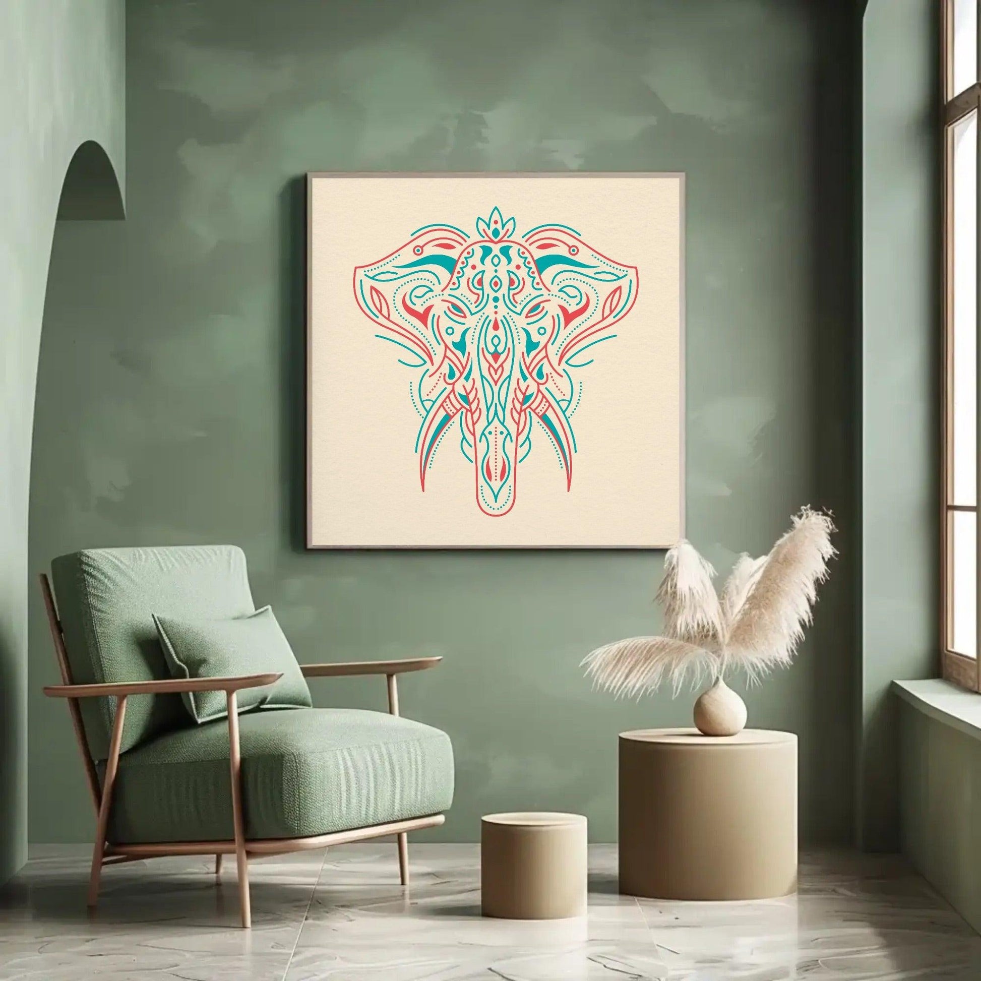 Elephant Line Art Mural Wall Art - Uber Decor