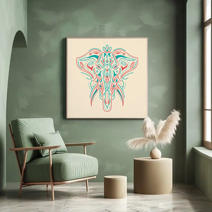 Elephant Line Art Mural Wall Art - Uber Decor