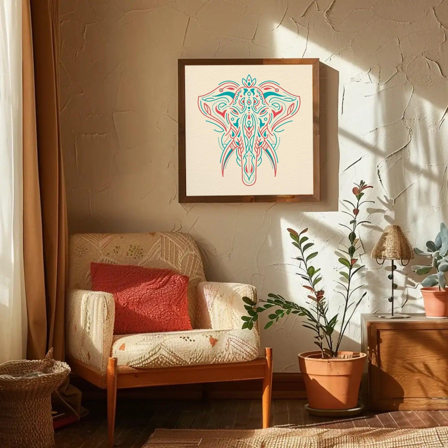 Elephant Line Art Mural Wall Art - Uber Decor