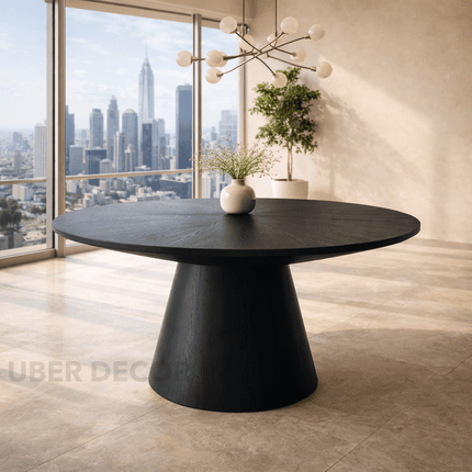 Orren Form Round Dining Table Modern Japandi Design Conical Base Ideal for Dining Room or Breakfast Nook