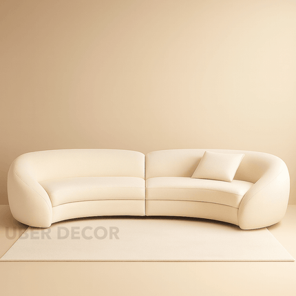 Linz Curved Sofa Couch Japandi Wabi Sabi Modern Minimalist Luxury Furniture for Lounge, Suite, and Studio