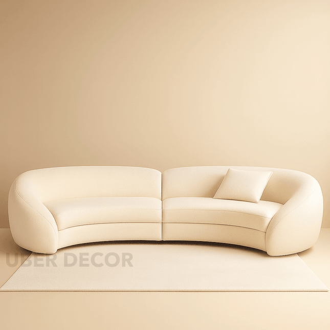 Linz Curved Sofa Couch Japandi Wabi Sabi Modern Minimalist Luxury Furniture for Lounge, Suite, and Studio