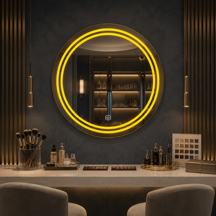 Brightiq round led mirror- 3-colour touch button front-lit or backlit frameless bathroom vanity mirror
