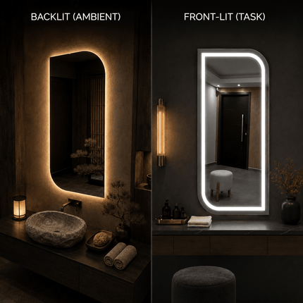 Clover LED Dressing Mirror – Frameless Front Lit or Back Lit Mirror for Bedroom & Vanity