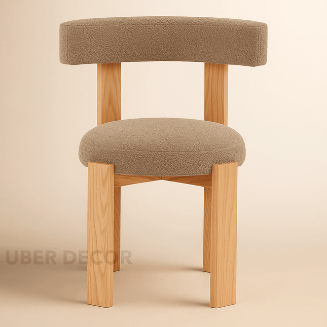 Taren Modern Accent Chair Custom Made Architectural Design with Solid Wood Legs Ideal for Living Room Bedroom Lounge - Uber Decor