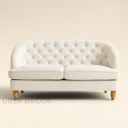 Nestrel Rolled‑Back 3‑Seater Tufted Sofa – Traditional American Modern Couch for Living Room