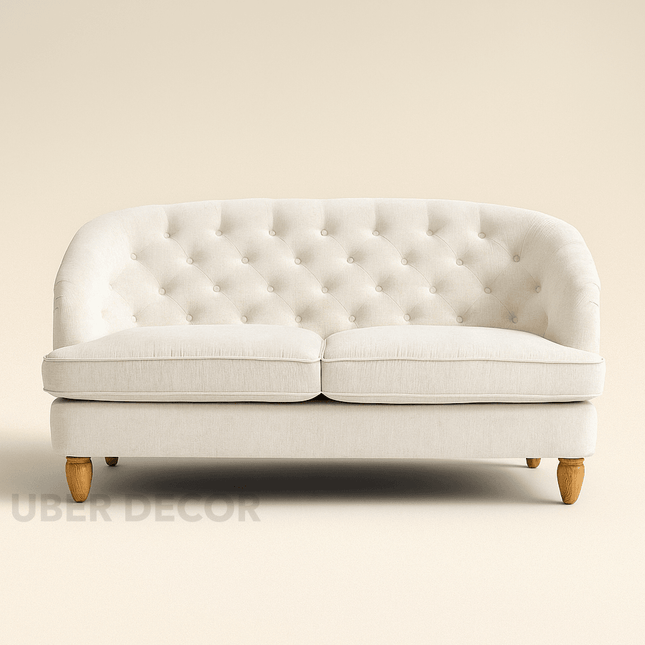 Nestrel Rolled‑Back 3‑Seater Tufted Sofa – Traditional American Modern Couch for Living Room