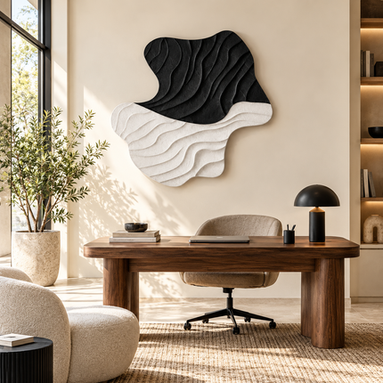Flowing Terrain Japandi Wall Art – Organic Wave Relief Sculpture for Living Room, Entryway & Modern Interiors