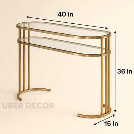 Elara Duo Side Table – Clear Glass Tops with Gold Stainless Steel Base for Living Rooms & Entryways