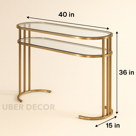 Elara Duo Side Table – Clear Glass Tops with Gold Stainless Steel Base for Living Rooms & Entryways - Uber Decor