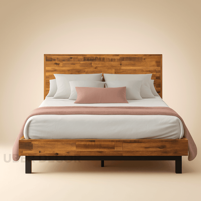 RustGroove Minimalist Reclaimed Platform Bed for Modern Homes