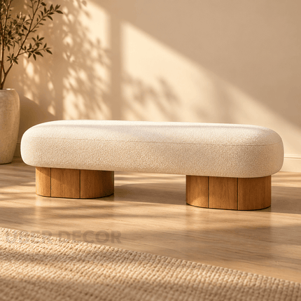 Metro Calm Contemporary Rounded Base Bench Modern Minimal Customisable Seating for Living Bedroom Lounge and Entryway
