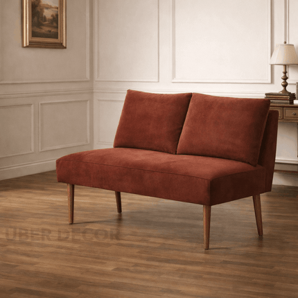 Mode Form Mid Century Modern Two Seater Bench Compact Customisable Seating for Living Bedroom Lounge and Entryway