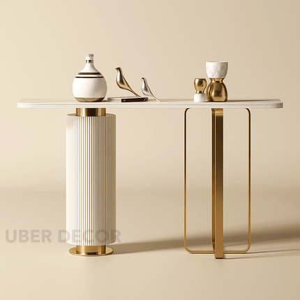 Solvane Crest Console Table – Nordic Mid-Century Modern Console with Sculptural Base for Hallways & Living Rooms
