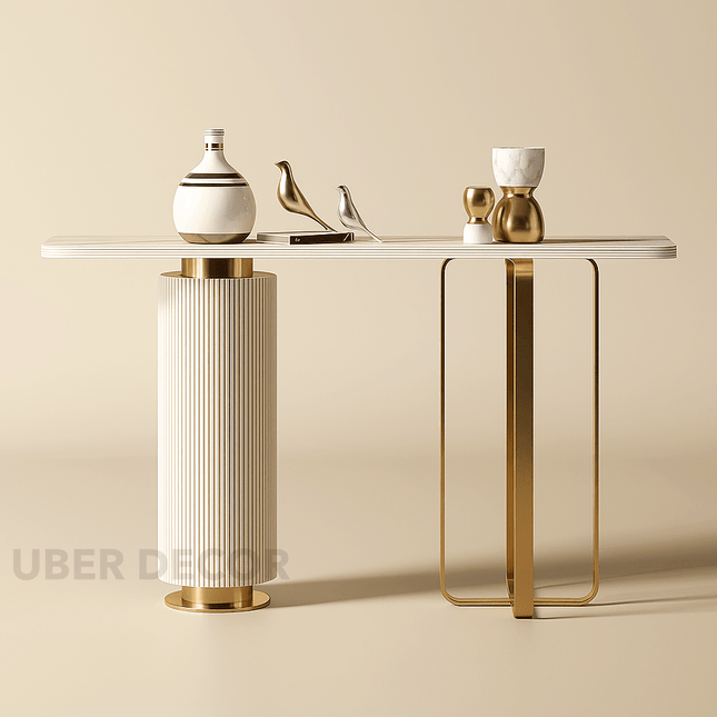 Solvane Crest Console Table – Nordic Mid-Century Modern Console with Sculptural Base for Hallways & Living Rooms