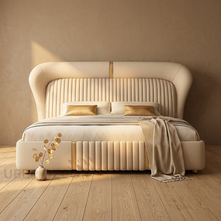 Velvarest Luxe Fluted Bed – Art Deco Headboard for Chic Bedroom Spaces