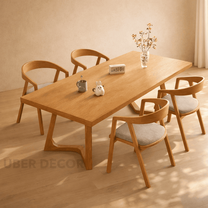 Elmoria Solid Wood Dining Table Scandinavian Modern Rectangular Minimalist Dining Table for Dining Room