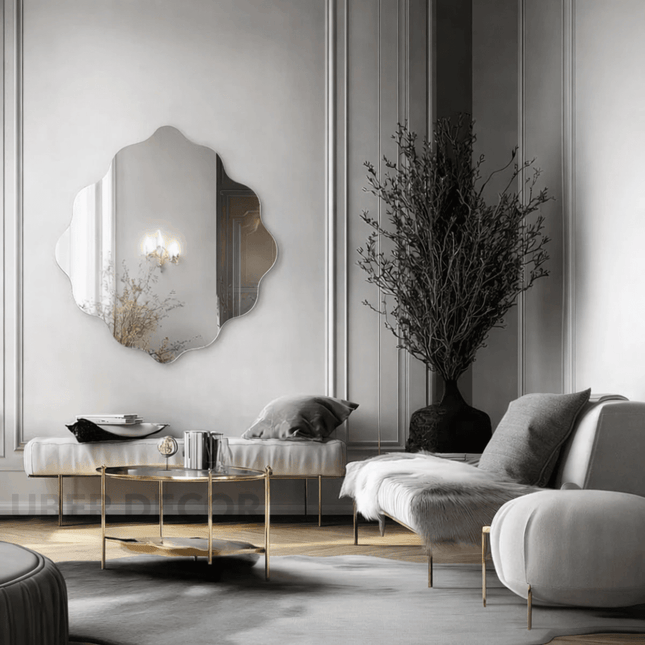 GlowRef Frameless HD Mirror – Scalloped Round Wall Mirror for Living Room, Bathroom & Entryway
