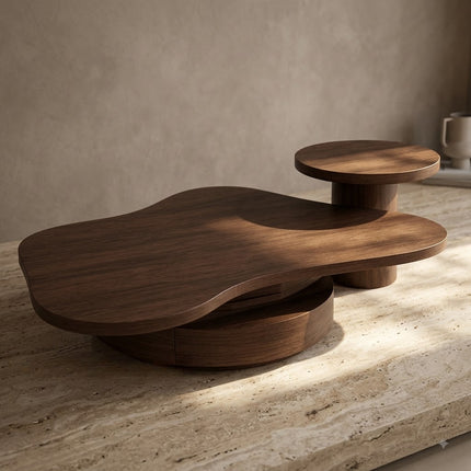 Rio Bianco Cloud Coffee Table – In Stock Dark Walnut Brown Sculptural Center Table