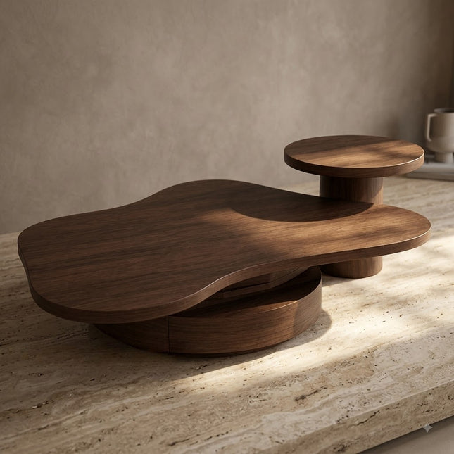 Rio Bianco Cloud Coffee Table – In Stock Dark Walnut Brown Sculptural Center Table