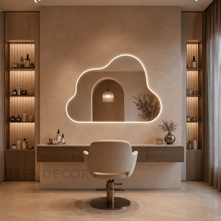 Cloudia Cloud Shaped Frameless LED Wall Mirror with Front or Back Lit for Bathroom Vanity and Modern Interiors