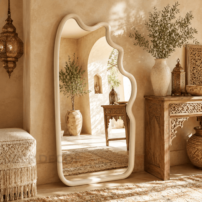 Zafira Wavy Full Length Floor Mirror – Decorative Moroccan Standing Mirror