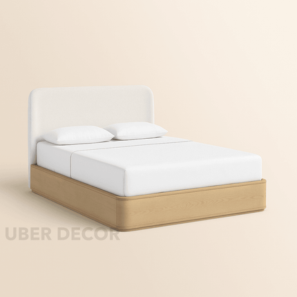 OakGlide Minimalist Platform Customisable Bed with Upholstered Headboard for Contemporary Bedrooms