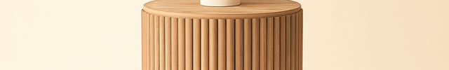 The Naya Column – Custom Fluted Cylindrical Wooden Storage Side Table in Modern Scandinavian Style for Living Room or Bedroom - Uber Decor
