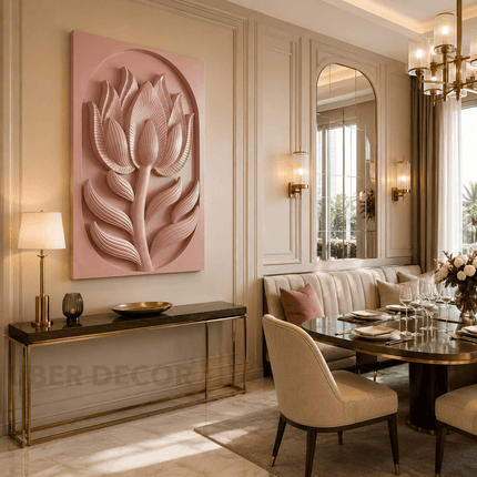 Lotus Bloom Serenity Wall Art – Indian Floral Sculpture for Bedroom