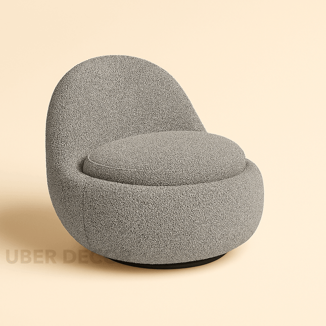 Alyra- Round Laid Back Upholstered Swivel Accent Lounge Chair for Office or Home - Uber Decor