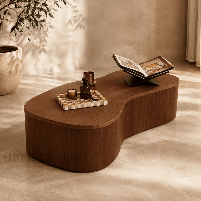 Belait Organic Coffee Table Contemporary Luxe Italian Inspired Minimal Designer Center Table Custom Finish Statement Table for Designer Studio