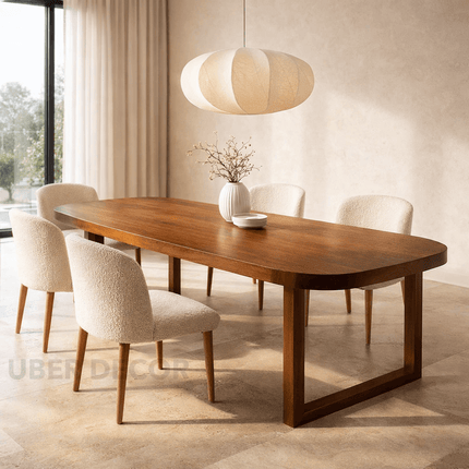 Woodlark Oval Dining Table Mid Century Modern Scandinavian Japandi Design Solid Wood Finish Minimalist Frame Base Dining Table for Dining Room