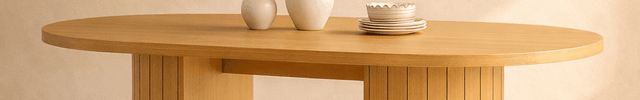 Balen Dining Table Modern Scandinavian Design Slatted Dual Pedestal Wooden Dining Table for Dining Room