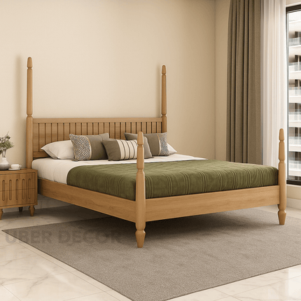 TeakRise Wabi Sabi Four-Poster Panel Bed for Boutique Hotel Suites