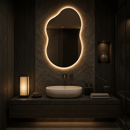 Elodie Cloud-Shaped Frameless Wall Hanging LED Mirror – Front Lit or Back Lit for Vanity & Modern Spaces