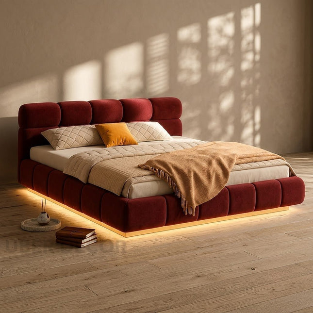 Glowrest LED Bed – Modular Upholstered Frame with Ambient LED Lighting