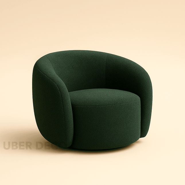 Velora- Boucle Upholstered 360 Revolving Swivel Accent Chair with Low Back and Round Base