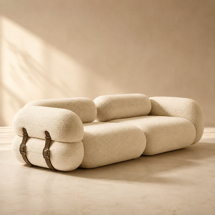 Kigali Designer Sofa Modern Japandi Wabi-Sabi Style Couch with Strap Detailing