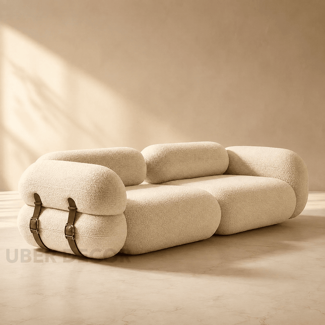 Kigali Designer Sofa Modern Japandi Wabi-Sabi Style Couch with Strap Detailing