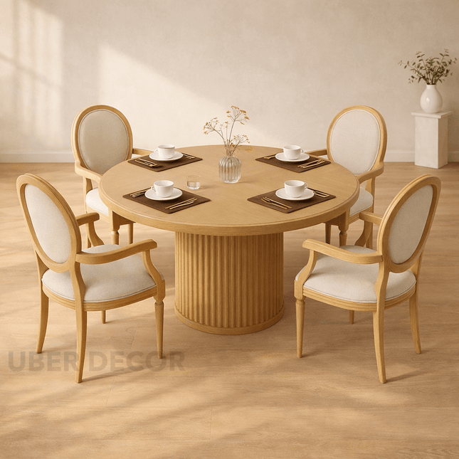 Bellewood French Round Dining Table – Custom Solid Wood Dining Table for Formal Dining Room