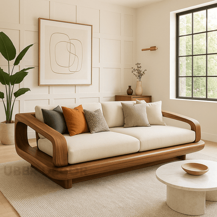 Toronto Luxury Wooden Sofa Sculptural Modern Couch for Living Room