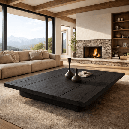 Delaware Rustic Modern Scandinavian Japandi Low Profile Center Table for Living Room