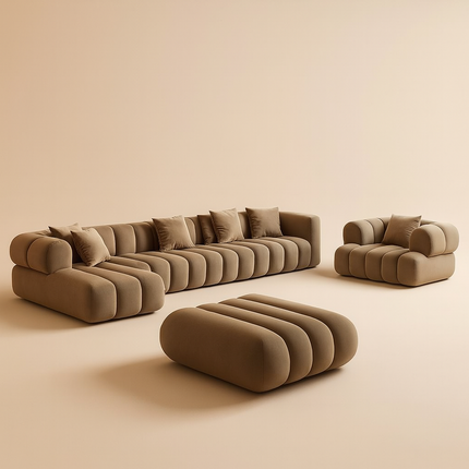 Miami Modular 7-Seater Sectional Sofa Japandi Contemporary Bubble Sofa for Living Room & Lounge